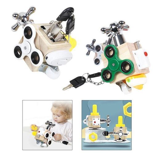 Busy Board Montessori Unlock Toy Essential Educational Sensory Green