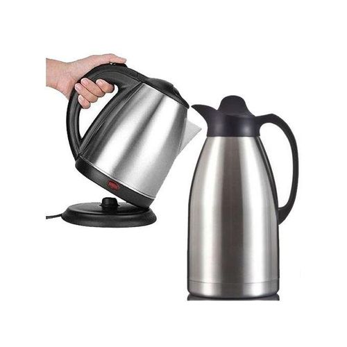 Bundle Of Flask & Electric Kettle 2Litres - Silver