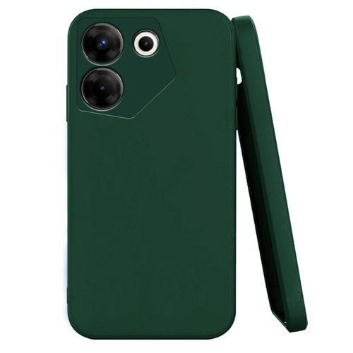Tecno Camon 16 17 18 19 20 P Pro Premier Inner Velvet Fabric  Lining Matte Silicone Flexible Raised Bumps For Camera & Screen Protection Back Case Cover - Green