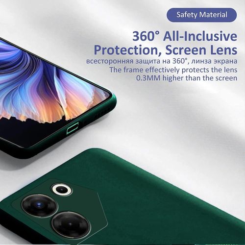 Tecno Camon 16 17 18 19 20 P Pro Premier Inner Velvet Fabric  Lining Matte Silicone Flexible Raised Bumps For Camera & Screen Protection Back Case Cover - Green