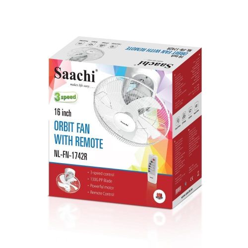 Saachi 16 Inch Orbit Ceiling Fan With 3 Speed Controls & Low Noise ( with Remote ) - White