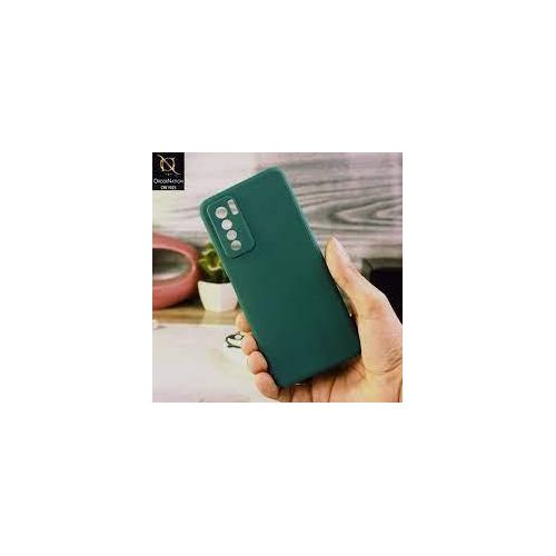 Tecno Camon 16 17 18 19 20 P Pro Premier Inner Velvet Fabric  Lining Matte Silicone Flexible Raised Bumps For Camera & Screen Protection Back Case Cover - Green