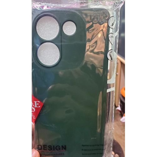 Tecno Camon 16 17 18 19 20 P Pro Premier Inner Velvet Fabric  Lining Matte Silicone Flexible Raised Bumps For Camera & Screen Protection Back Case Cover - Green