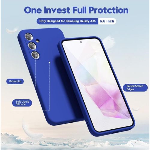Samsung Galaxy A35 5g Soft Rubber Liquid Silicone Case Cover Blue