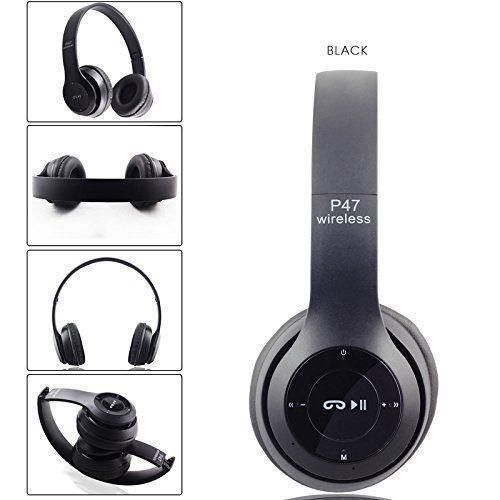 P47 Foldable Bluetooth Headset With Mic Stereo Bass Wireless/Wired Earphones - Black