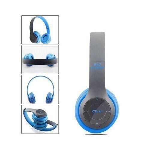 P47 Foldable Bluetooth Headset With Mic Stereo Bass Wireless/Wired Earphones - Black