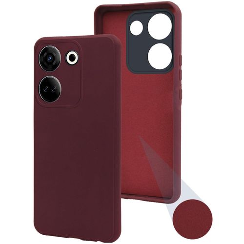 Tecno Camon 16 17 18 19 20 P Pro Premier Inner Velvet Fabric Lining Matte Silicone Flexible Raised Bumps For Camera & Screen Protection Back Case Cover - Maroon