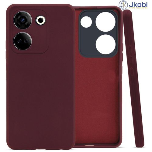 Tecno Camon 16 17 18 19 20 P Pro Premier Inner Velvet Fabric Lining Matte Silicone Flexible Raised Bumps For Camera & Screen Protection Back Case Cover - Maroon