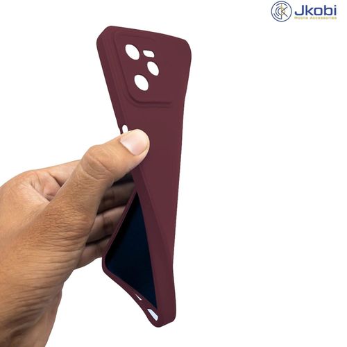 Tecno Camon 16 17 18 19 20 P Pro Premier Inner Velvet Fabric Lining Matte Silicone Flexible Raised Bumps For Camera & Screen Protection Back Case Cover - Maroon