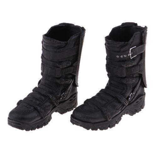 16 Scale Mens Black High Ankle Boots Shoes For 12 Combat Boot Black NO5114