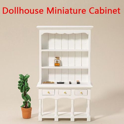 1:12 Dollhouse Miniature Wood Display Cupboard Storage Cabinet Showcase Doll House Decor Cabinet Model Chest Cupboard Shelf