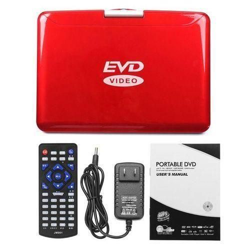 16'' Portable Car Rechargeable DVD Player Remote Control 270&deg; Rotation Screen Red