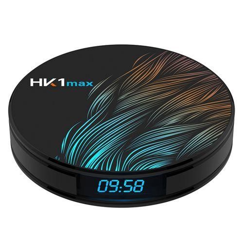 HK1max 4K UHD Smart TV Box With Remote Controller, Android 9.0 RK3328 QuadCore 64bit CortexA53, 4GB64GB, Support Dual Band WiFi  AV  HDMI  RJ45  TF Card Black