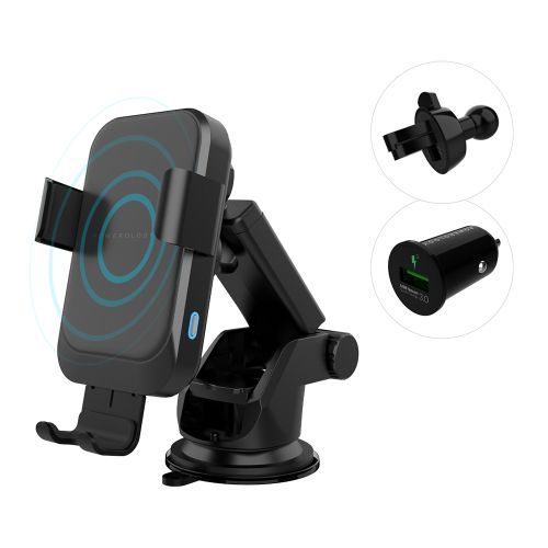 Powerology Car Mount 15W Fast-Wireless Charger - Black