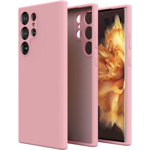 Samsung Galaxy S20, S20 Plus, S20 Ultra, S21, S21 Plus, S21 Ultra, S22, S22 Plus, S22 Ultra S23, Plus Ultra Silicone Case,Soft Touch Premium Liquid Rubber Shockproof Phone Cover- Pink