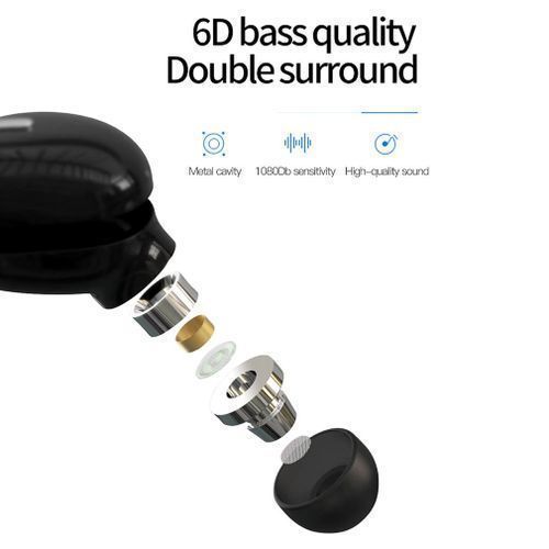 Wireless Earphone In Ear Bluetooth 5.0 Earphone 3D Stereo Earbuds X9 Mini Invisible _ Black