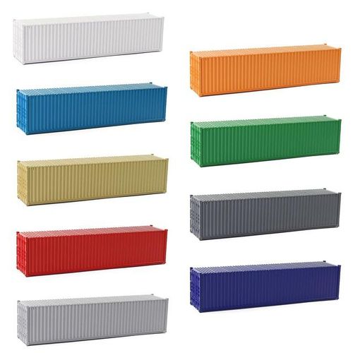 9pcs HO Scale 1:87 40ft Blank Shipping Container Model Trains Cargo Box No Print Pure Color C8740