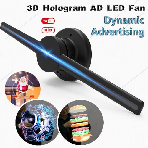 WIFI 42cm 3D Holographic Projector Display Fan LED Hologram Player Lamp Advertising [US plug] American rules