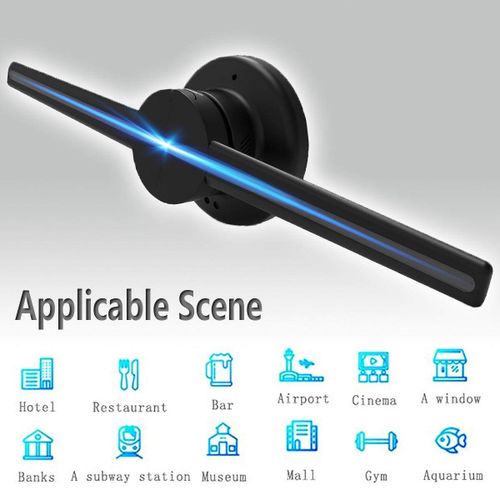 WIFI 42cm 3D Holographic Projector Display Fan LED Hologram Player Lamp Advertising [US plug] American rules