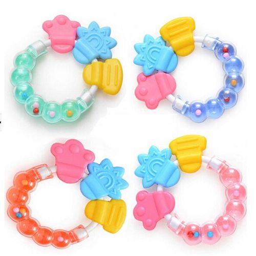 Fashion Baby Rattle Teether Silicon Infant Molar Tooth Care Bed Bell Rattles Pacifier Toys Children Shaker Gifts NO5302