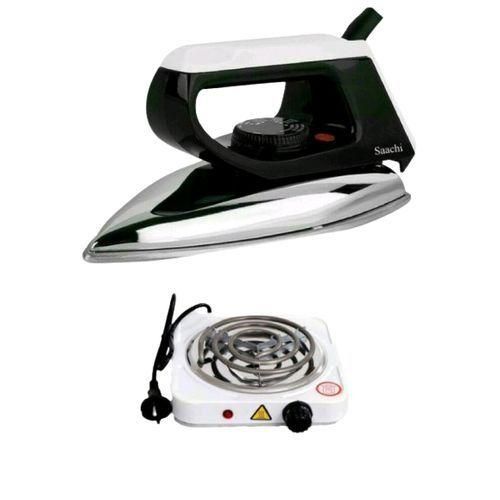 Saachi Flat Iron & Single Coil Hotplate - Silver