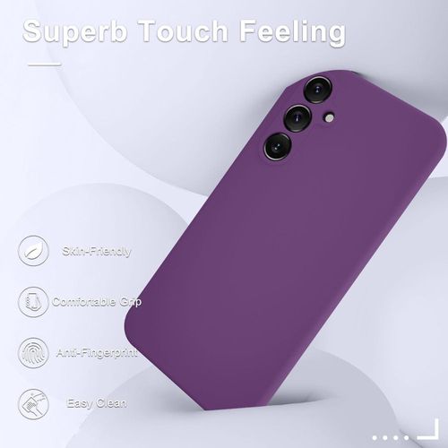 Samsung Galaxy A10, A12, A13 4G, A13 5G, A14, A15 Case, Slim Liquid Silicone Shockproof Anti-scratch , With Screen Guard Protective Soft Rubber Gel Phone Case Cover - Purple