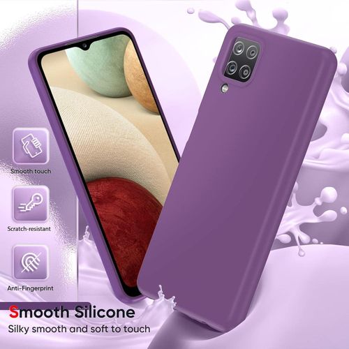 Samsung Galaxy A10, A12, A13 4G, A13 5G, A14, A15 Case, Slim Liquid Silicone Shockproof Anti-scratch , With Screen Guard Protective Soft Rubber Gel Phone Case Cover - Purple