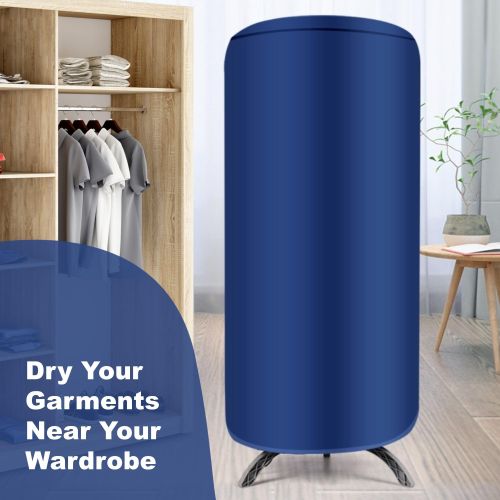 DOCKCASE Folding Cylindrical Portable Dryer Rack - 501-1000W Power, 5-10kg Capacity, garment rack, Dark Blue-towel Dryer Rack