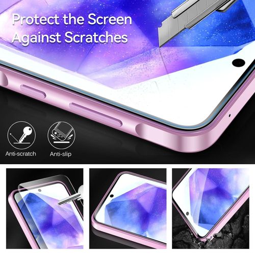 Samsung Galaxy A55 5G 2pcs Tempered Glass Screen Protector Guard  Full Screen Coverage with Easy Installation Kit