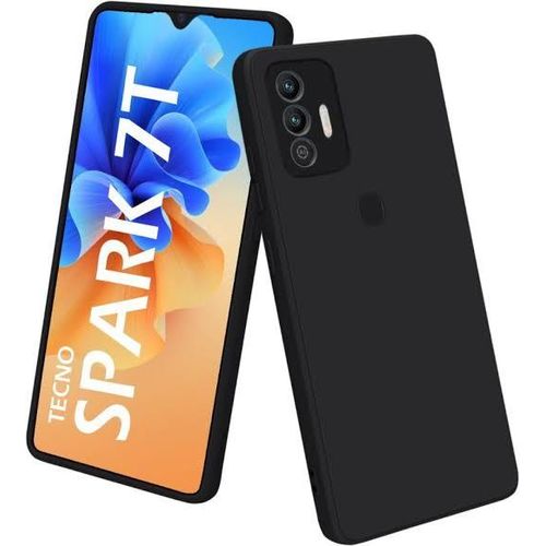 Tecno Spark 7/ Spark 7T / Spark 20 Pro Luxury Soft Rubber Liquid Silicone Skin Touch Feel Cover Case Black