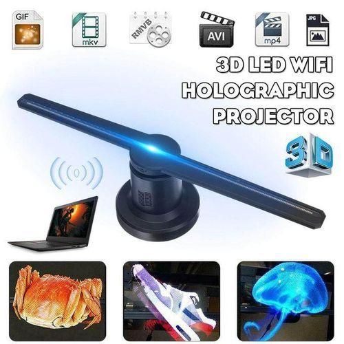3D LED WiFi Holographic Projector Display Fan Hologram Advertising Projection With 224Pcs LED Light Black