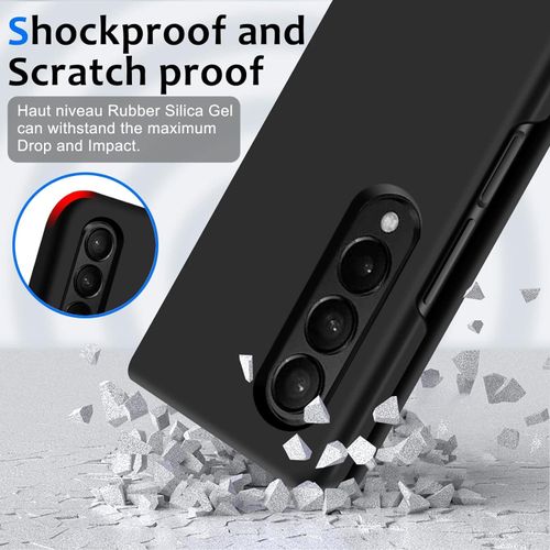 Samsung Galaxy Z Fold 2, 3, 4 5G Liquid Silicone Case , Soft Gel Rubber Ultra Thin Anti-Scratch Design Protective Cover - Black
