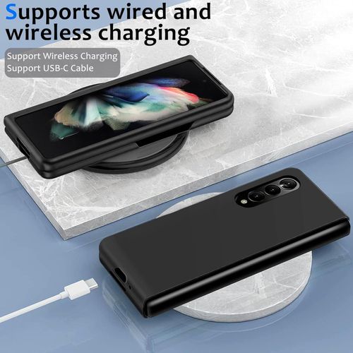 Samsung Galaxy Z Fold 2, 3, 4 5G Liquid Silicone Case , Soft Gel Rubber Ultra Thin Anti-Scratch Design Protective Cover - Black