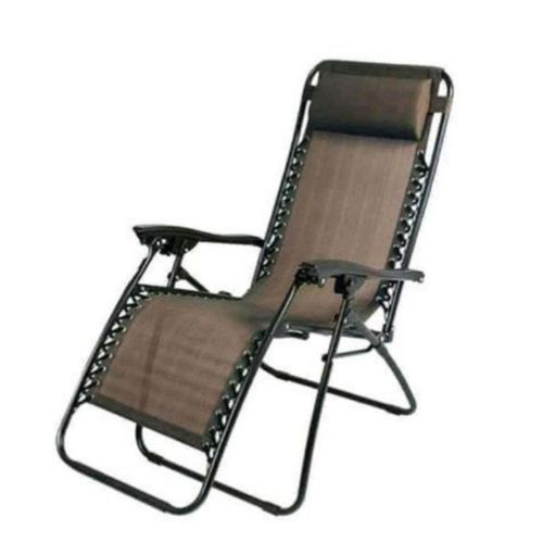 Zero Gravity Lounge Adjustable Metallic Chair - Coffee Brown