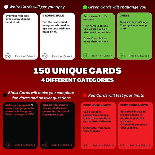 Risk It Or Drink It Fun Party Game For College Game Game Pregame Night Hilarious Dares Challenges Questions Adults