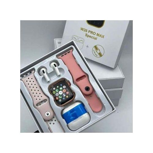 2 in 1 W Series Smart Watch Plus Free Bluetooth AirPods - Black