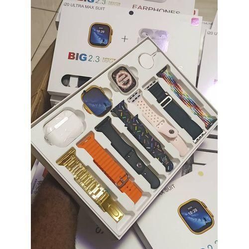 Series 8 Fitness I20 Ultra Max SUIT 10 In 1 Set Smartwatch With TWS Earphone Wireless 7 Straps 2.3" Heart Rate Tracker Ultra 8 Smart Watch 49mm