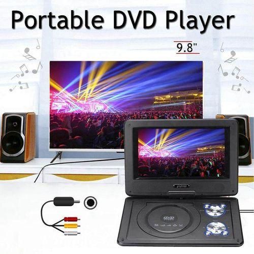 AU 9.8" Portable DVD Player CD DivX EVD MP4 MP3 JPG Swivel USB SD W 300 Games Black Black