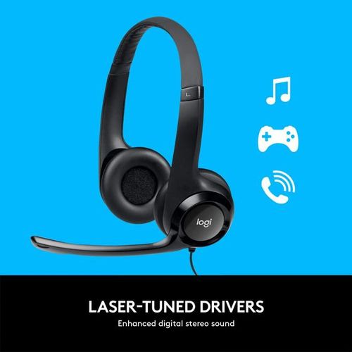 Logitech H390 Wired Headset for PC/Laptop, Stereo Headphones with Noise Cancelling Microphone