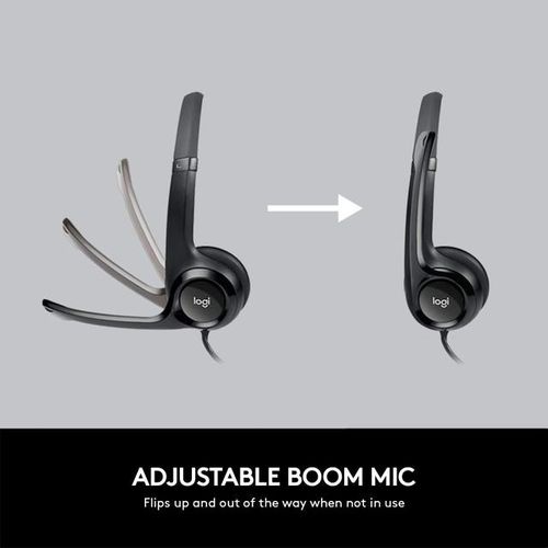 Logitech H390 Wired Headset for PC/Laptop, Stereo Headphones with Noise Cancelling Microphone