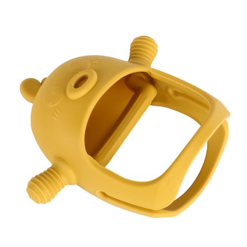 Soft Silicone Baby Teether Toys Anti-Drop Hand Wrist Wearable Teether for Soothing Teething Pain Relief,Yellow NO5143