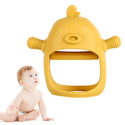 Soft Silicone Baby Teether Toys Anti-Drop Hand Wrist Wearable Teether for Soothing Teething Pain Relief,Yellow NO5143