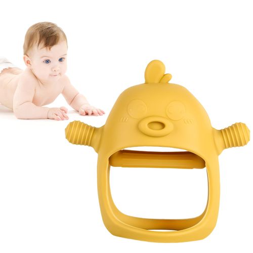 Soft Silicone Baby Teether Toys Anti-Drop Hand Wrist Wearable Teether for Soothing Teething Pain Relief,Yellow NO5143