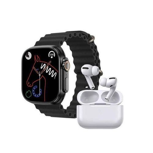 Ultra Smart Watch Plus Free Airpods Earbuds - Black, White