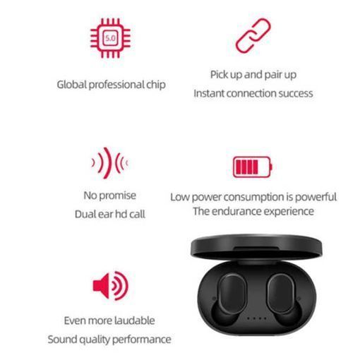 TWS Wireless Bluetooth 5.0 Earphone Sport Earbuds Headset With Mic For Xiaomi Samsung Huawei - Black