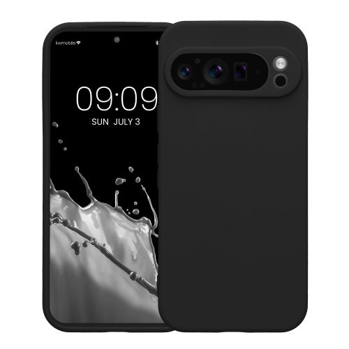 Google Pixel 9 Pro Luxury Soft Rubber Liquid Silicone Case Skin Touch Feel Phone Cover Black