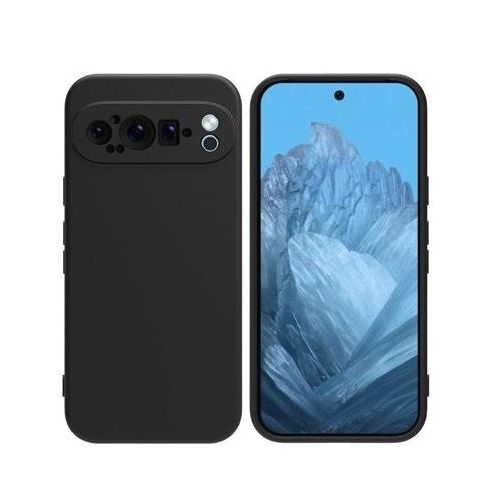Google Pixel 9 Pro Luxury Soft Rubber Liquid Silicone Case Skin Touch Feel Phone Cover Black