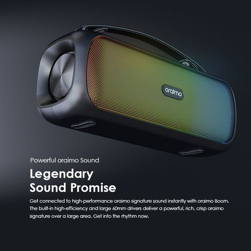 Oraimo Boom Powerful Sound Massive Bass Dynamic Light Effects Portable Wireless Speaker - Black