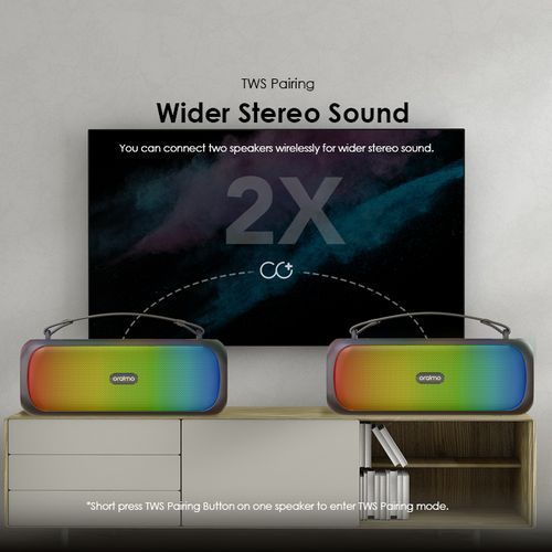 Oraimo Boom Powerful Sound Massive Bass Dynamic Light Effects Portable Wireless Speaker - Black