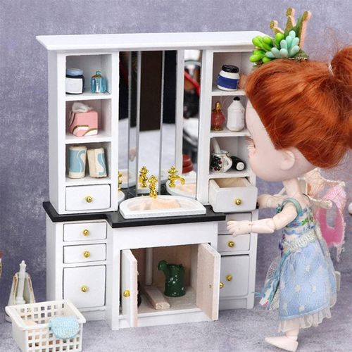 1/12 Doll House Miniature Cupboard Wash Basin Sink Cabin